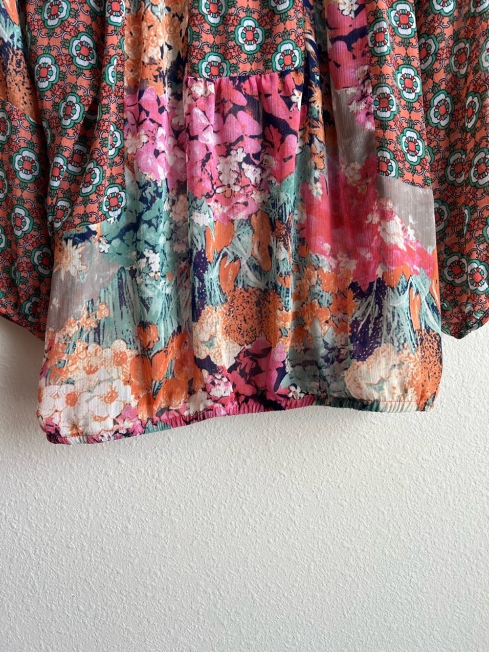 Fig & Flower Floral Boho Peasant Paisley Blouse Top Size M - Picture 5 of 8